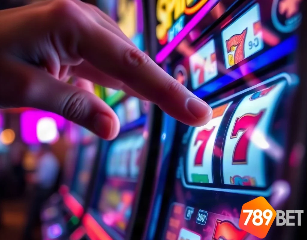 Người chơi bấm nút quay slot tại 789BET
